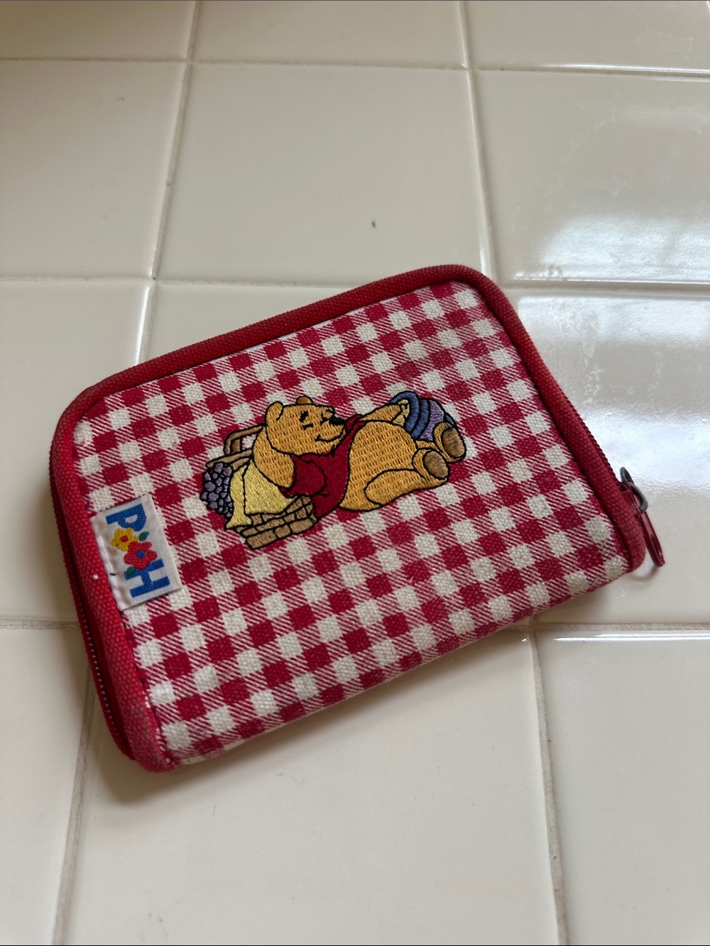 Disney Red Gingham Winnie the Pooh Zip Pouch